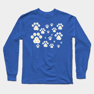 Flower Daisy Pawprint Pattern Long Sleeve T-Shirt